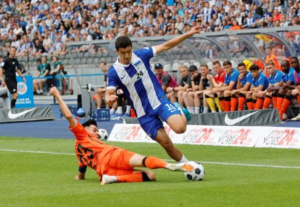 Deutschland, Berlin, Olympiastadion, Fussball, Herren, Saison 2024 2025, 2. Bundesliga (1. Spieltag), Hertha BSC - SC Paderborn, Foto:Raphael Obermair, SC Paderborn, Ibrahim Maza (Hertha BSC)