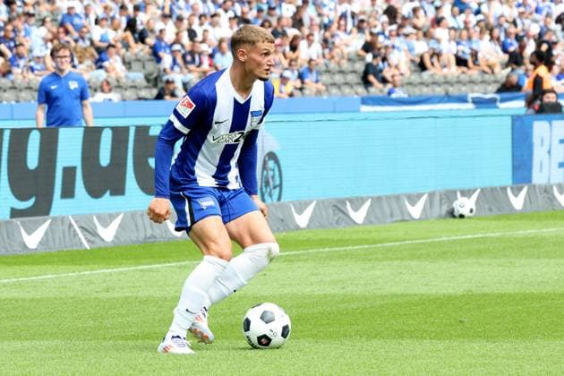 DEU, DFL, 2. FBL, Hertha BSC vs. SC Paderborn 07, 03.08.2024, Berliner Olympiastadion, Berlin, DEU, DFL, 2. FBL, Hertha BSC vs. SC Paderborn 07, im Bild Michael Cuisance (Hertha BSC Berlin 27) DFL - regulations prohibit any use of Photographs as image sequences and or quasi-video Foto: Juergen Engler nordphoto GmbH