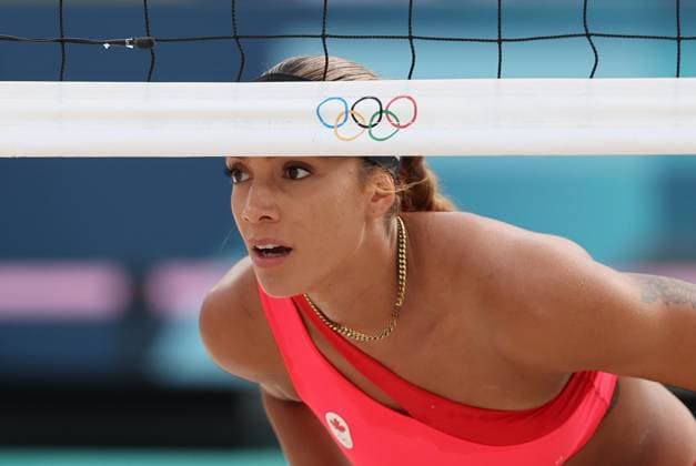 Jeux Olympiques Paris 2024 : BEACH VOLLEY Thierry LARRET MAXPPP. Jeux Olympiques Paris 2024. Olympic Games, Olympische Spiele, Olympia, OS BEACH VOLLEY. Stade Tour Eiffel, Paris (75). Le 3 Aout 2024. MELISSA (CAN) BRANDIE (CAN) VS TINA (LAT) ANASTASIJA (LAT) PARIS (75) STADE TOUR EIFFEL ILE DE FRANCE FRANCE  Copyright: xThierryxLARRET MAXPPPxThierryxLARRETx TL_20240803_4000 0720129601st