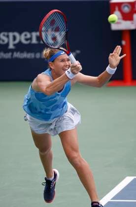 August 3, 2024: Marie Bouzkova (CZE) plays a shot during the 2024 Mubadala Citi DC Open tennis tournament being played at Rock Creek Park Tennis Center in Washington, D.C. CSM District Of Columbia United States of America - ZUMAc04_ 20240803_zma_c04_142 Copyright: xJustinxCooperx