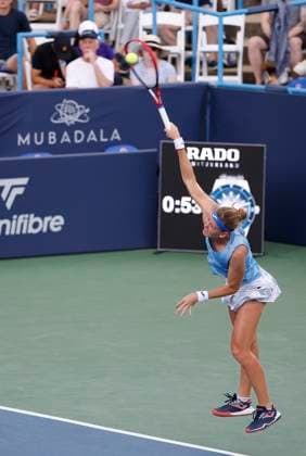 August 3, 2024: Marie Bouzkova (CZE) serves during the 2024 Mubadala Citi DC Open tennis tournament being played at Rock Creek Park Tennis Center in Washington, D.C. CSM District Of Columbia United States of America - ZUMAc04_ 20240803_zma_c04_156 Copyright: xJustinxCooperx
