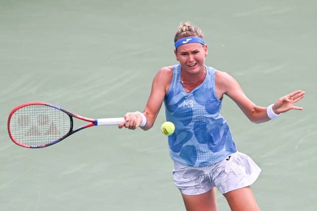 August 3, 2024, Washington, D.C, U.S: MARIE BOUZKOVA hits a forehand during her semifinal match against Aryna Sabalenka at the Rock Creek Tennis Center. Washington U.S - ZUMAg196 20240803_zap_g196_005 Copyright: xKylexGustafsonx