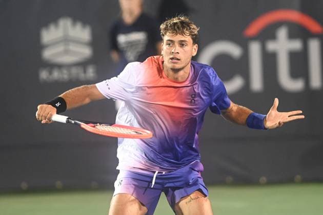 August 3, 2024, Washington, D.C, U.S: FLAVIO COBOLLI hits a backhand during his semifinal match against Ben Shelton at the Rock Creek Tennis Center. Washington U.S - ZUMAg196 20240803_zap_g196_028 Copyright: xKylexGustafsonx