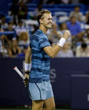 August 3, 2024: Sebastian Korda (USA) celebrates his victory during the 2024 Mubadala Citi DC Open tennis tournament being played at Rock Creek Park Tennis Center in Washington, D.C. CSM District Of Columbia United States of America - ZUMAc04_ 20240803_zma_c04_380 Copyright: xJustinxCooperx