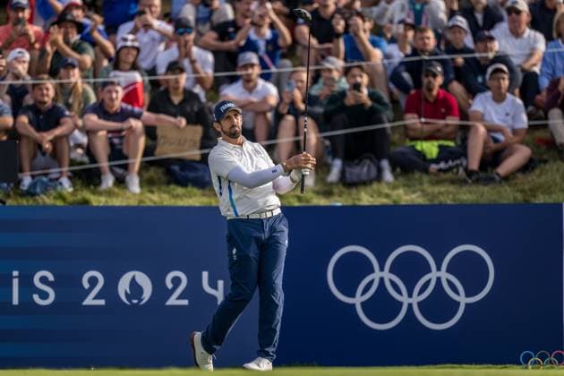 240804 Matthieu Pavon of France during the final round of the men s individual stroke play golf during day 9 of the Paris 2024 Olympic Games, Olympische Spiele, Olympia, OS on August 4, 2024 in Paris. Photo: Petter Arvidson BILDBYRAN kod PA PA0861 golf olympic games olympics os ol olympiska spel olympiske leker paris 2024 paris-os paris-ol bbeng sweden sverige grappa33 Copyright: PETTERxARVIDSON BB240804PA004