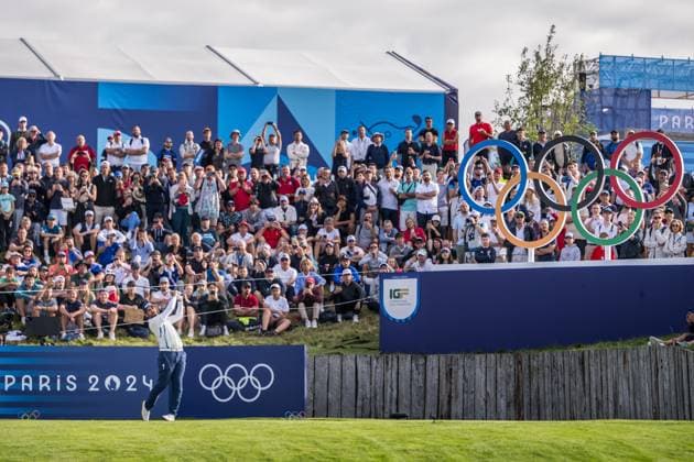 240804 Matthieu Pavon of France during the final round of the men s individual stroke play golf during day 9 of the Paris 2024 Olympic Games, Olympische Spiele, Olympia, OS on August 4, 2024 in Paris. Photo: Petter Arvidson BILDBYRAN kod PA PA0861 golf olympic games olympics os ol olympiska spel olympiske leker paris 2024 paris-os paris-ol bbeng sweden sverige grappa33 Copyright: PETTERxARVIDSON BB240804PA005