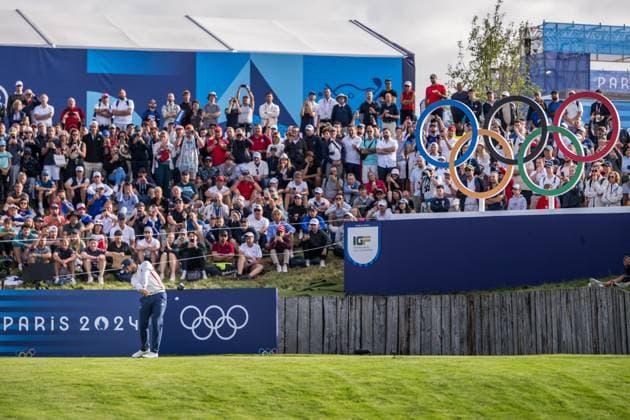 240804 Matthieu Pavon of France during the final round of the men s individual stroke play golf during day 9 of the Paris 2024 Olympic Games, Olympische Spiele, Olympia, OS on August 4, 2024 in Paris. Photo: Petter Arvidson BILDBYRAN kod PA PA0861 golf olympic games olympics os ol olympiska spel olympiske leker paris 2024 paris-os paris-ol bbeng sweden sverige grappa33 Copyright: PETTERxARVIDSON BB240804PA006