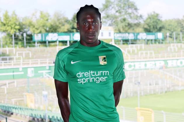 Chemie Leipzig Teampräsentation Regionalliga NO Terry Asare ; BSG Chemie Leipzig ; Regionalliga NordOst, Porträttermin 2024 2025 , 02.08.2024, Alfred-Kunze-Sportpark, Leipzig ,