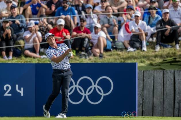 240804 Viktor Hovland of Norway during the final round of the men s individual stroke play golf during day 9 of the Paris 2024 Olympic Games, Olympische Spiele, Olympia, OS on August 4, 2024 in Paris. Photo: Petter Arvidson BILDBYRAN kod PA PA0861 golf olympic games olympics os ol olympiska spel olympiske leker paris 2024 paris-os paris-ol bbeng sweden sverige Copyright: PETTERxARVIDSON BB240804PA029