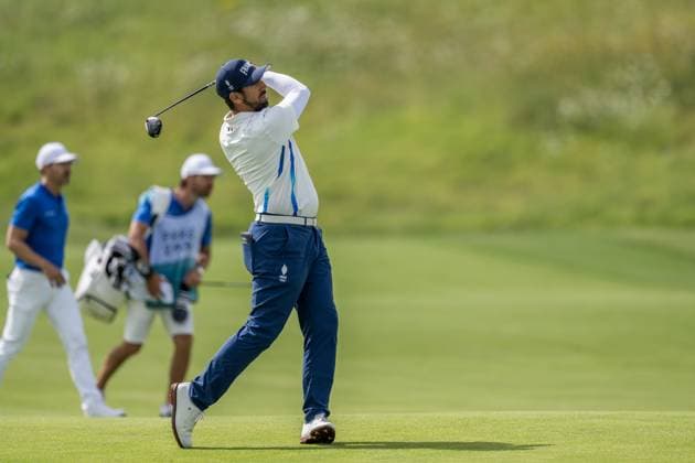 240804 Matthieu Pavon of France during the final round of the men s individual stroke play golf during day 9 of the Paris 2024 Olympic Games, Olympische Spiele, Olympia, OS on August 4, 2024 in Paris. Photo: Petter Arvidson BILDBYRAN kod PA PA0861 golf olympic games olympics os ol olympiska spel olympiske leker paris 2024 paris-os paris-ol bbeng sweden sverige grappa33 Copyright: PETTERxARVIDSON BB240804PA057