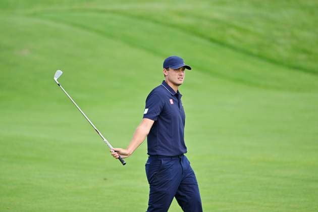 PARIS, FRANKRIKE 20240804 Sveriges Ludvig Aberg under herrarnas fjärde runda i golftävlingen pa Le Golf National under sommar-OS i Paris 2024.