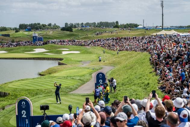 240804 Ludvig Aberg of Sweden during the final round of the men s individual stroke play golf during day 9 of the Paris 2024 Olympic Games, Olympische Spiele, Olympia, OS on August 4, 2024 in Paris. Photo: Petter Arvidson BILDBYRAN kod PA PA0861 golf olympic games olympics os ol olympiska spel olympiske leker paris 2024 paris-os paris-ol bbeng sweden sverige Copyright: PETTERxARVIDSON BB240804PA078