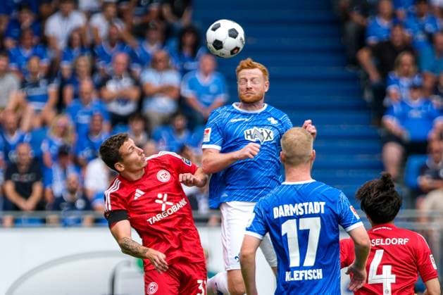 GER, SV Darmstadt 98 vs. Fortuna Duesseldorf, Fussball, 2. Bundesliga, 1. Spieltag, Spielzeit 2024 2025, 04.08.2024. DFL REGULATIONS PROHIBIT ANY USE OF PHOTOGRAPHS as IMAGE SEQUENCES and or QUASI-VIDEO GER, SV Darmstadt 98 vs. Fortuna Duesseldorf, Fussball, 2. Bundesliga, 1. Spieltag, Spielzeit 2024 2025, 04.08.2024. Darmstadt