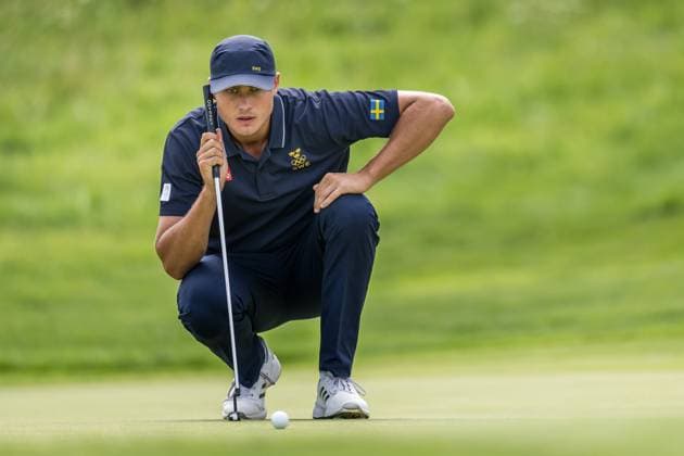 240804 Ludvig Aberg of Sweden during the final round of the men s individual stroke play golf during day 9 of the Paris 2024 Olympic Games, Olympische Spiele, Olympia, OS on August 4, 2024 in Paris. Photo: Petter Arvidson BILDBYRAN kod PA PA0861 golf olympic games olympics os ol olympiska spel olympiske leker paris 2024 paris-os paris-ol bbeng sweden sverige Copyright: PETTERxARVIDSON BB240804PA096