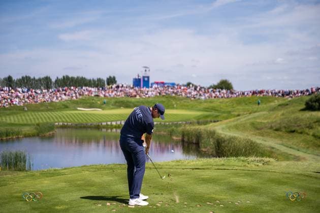 240804 Ludvig Aberg of Sweden during the final round of the men s individual stroke play golf during day 9 of the Paris 2024 Olympic Games, Olympische Spiele, Olympia, OS on August 4, 2024 in Paris. Photo: Petter Arvidson BILDBYRAN kod PA PA0861 golf olympic games olympics os ol olympiska spel olympiske leker paris 2024 paris-os paris-ol bbeng sweden sverige Copyright: PETTERxARVIDSON BB240804PA124