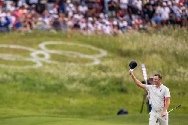 240804 Victor Perez of France during the final round of the men s individual stroke play golf during day 9 of the Paris 2024 Olympic Games, Olympische Spiele, Olympia, OS on August 4, 2024 in Paris. Photo: Petter Arvidson BILDBYRAN kod PA PA0861 golf olympic games olympics os ol olympiska spel olympiske leker paris 2024 paris-os paris-ol bbeng france frankrike grappa33 Copyright: PETTERxARVIDSON BB240804PA136