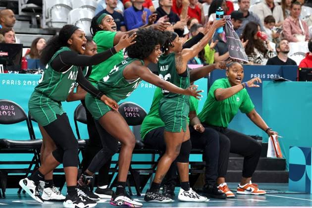 JEUX OLYMPIQUES PARIS 2024 PHOTOPQR VOIX DU NORD Ludovic Maillard ; 04 08 2024 ; Villeneuve d ascq le 04 08 2024 basket femmes JOIE NIGERIA gagne et s est qualifie pour les quarts de finale a paris contre CANADA stade pierre mauroy. LA VOIX DU NORD PHOTO LUDOVIC MAILLARD - The Paris 2024 Summer Olympic Games, Olympische Spiele, Olympia, OS (Jul 26-Aug 11, 2024).