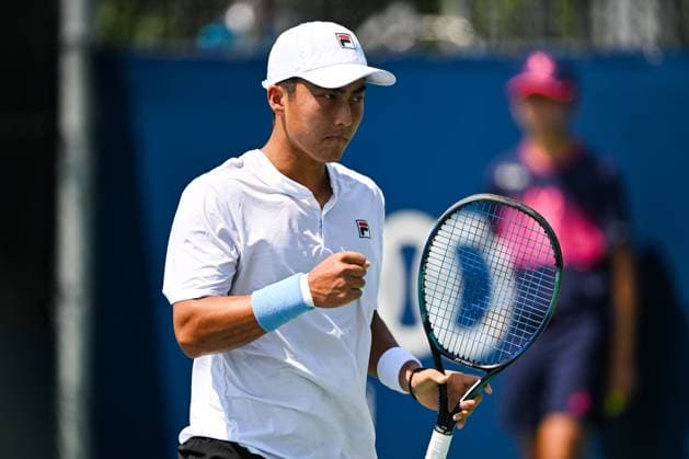 ATP, Tennis Herren National Bank Open 2024 MONTREAL, QC, CANADA - AUGUST 04: Rinky Hijikata (AUS) reacts after scoring a point during a qualifying round match at ATP National Bank Open on August 04, 2024 at IGA Stadium in Montreal, QC, Canada (Photo by David Kirouac) Copyright: xBEAUTIFULxSPORTS Kirouacx