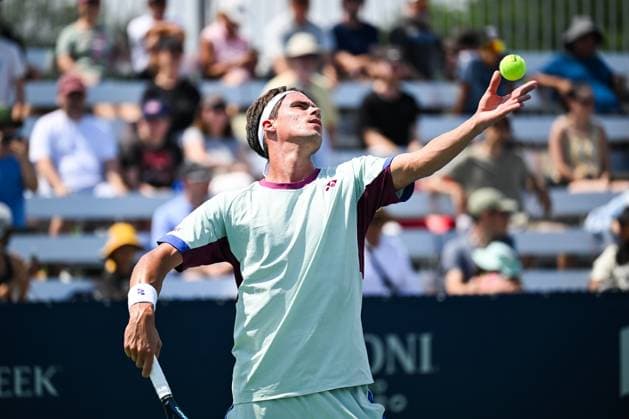 ATP, Tennis Herren National Bank Open 2024 MONTREAL, QC, CANADA - AUGUST 04: Daniel Altmaier (GER) serves the ball during a qualifying round match at ATP National Bank Open on August 04, 2024 at IGA Stadium in Montreal, QC, Canada (Photo by David Kirouac) Copyright: xBEAUTIFULxSPORTS Kirouacx