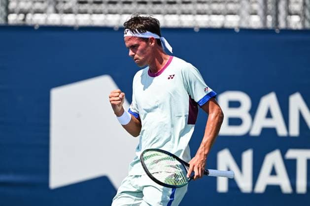 ATP, Tennis Herren National Bank Open 2024 MONTREAL, QC, CANADA - AUGUST 04: Daniel Altmaier (GER) reacts after scoring a point during a qualifying round match at ATP National Bank Open on August 04, 2024 at IGA Stadium in Montreal, QC, Canada (Photo by David Kirouac) Copyright: xBEAUTIFULxSPORTS Kirouacx