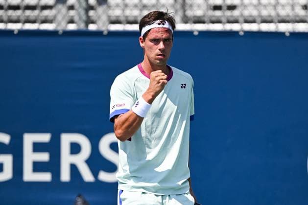 ATP, Tennis Herren National Bank Open 2024 MONTREAL, QC, CANADA - AUGUST 04: Daniel Altmaier (GER) reacts after scoring a point during a qualifying round match at ATP National Bank Open on August 04, 2024 at IGA Stadium in Montreal, QC, Canada (Photo by David Kirouac) Copyright: xBEAUTIFULxSPORTS Kirouacx