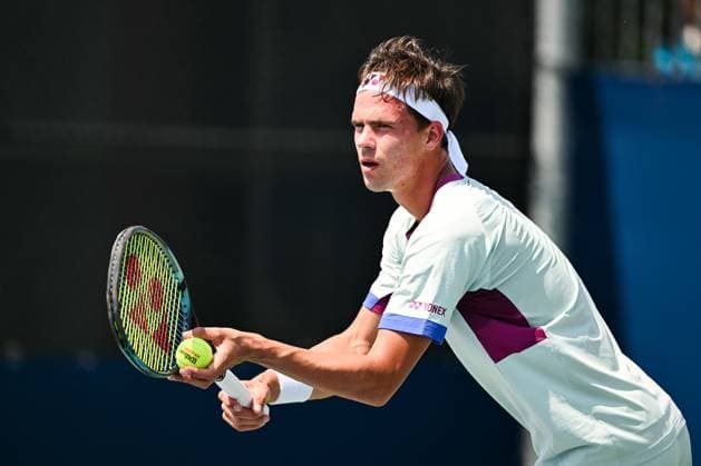 ATP, Tennis Herren National Bank Open 2024 MONTREAL, QC, CANADA - AUGUST 04: Daniel Altmaier (GER) serves the ball during a qualifying round match at ATP National Bank Open on August 04, 2024 at IGA Stadium in Montreal, QC, Canada (Photo by David Kirouac) Copyright: xBEAUTIFULxSPORTS Kirouacx