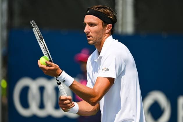 MONTREAL, QC - AUGUST 04: Aleksandar Vukic (AUS) serves the ball during a qualifying round match at ATP, Tennis Herren National Bank Open on August 04, 2024 at IGA Stadium in Montreal, QC (Photo by David Kirouac Icon Sportswire) TENNIS: AUG 04 National Bank Open EDITORIAL USE ONLY Icon240804018