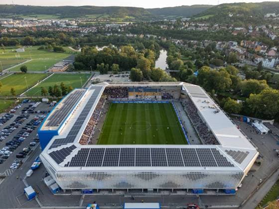 Stadioneröffnung in Jena - Die neue Fußball-Arena im Jenaer Ernst-Abbe-Sportfeld ist mit einem Spiel des FC Carl Zeiss gegen Sampdoria Genua am 30.07.24 feierlich eröffnet worden - Jena Thüringen Deutschland