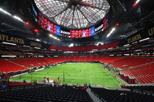 ATLANTA, GA - AUGUST 04: An overview of the pitch before the Leagues Cup soccer match between the Atlanta United FC and Club Santos Laguna S.A. de C.V. on August 4, 2024 at Mercedes-Benz Stadium in Atlanta, Georgia. (Photo by David J. Griffin Icon Sportswire) SOCCER: AUG 04 Leagues Cup - Atlanta United vs Santos Laguna EDITORIAL USE ONLY Icon953240804000