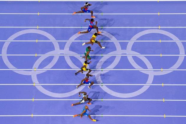 Sport Themen der Woche KW31 Sport Bilder des Tages 240804 Kenneth Bednarek of USA, Fred Kerley of USA, Kishane Thompson of Jamaica, Akani Simbine of South Africa, Oblique Seville of Jamaica, Noah Lyles of USA, Letsile Tebogo of Botswana and Marcell Lamont Jabocs of Italy compete in men™s athletics 100 meter final during day 9 of the Paris 2024 Olympic Games, Olympische Spiele, Olympia, OS on August 4, 2024 in Paris. Photo: Vegard Grott BILDBYRAN kod VG JM0594 bbeng friidrott athletics friidrett olympic games olympics os ol olympiska spel olympiske leker paris 2024 paris-os paris-ol *** 240804 Kenneth Bednarek of USA, Fred Kerley of USA, Kishane Thompson of Jamaica, Akani Simbine of South Africa, Oblique Seville of Jamaica, Noah Lyles of USA, Letsile Tebogo of Botswana and Marcell Lamont Jabocs of Italy compete in men™s athletics 100 meter final during day 9 of the Paris 2024 Olympic Games on August 4, 2024 in Paris Photo Vegard Grott BILDBYRAN kod VG JM0594 bbeng friidrott athletics friidrett olympic games olympics os ol olympiska spelen olympiske leker paris 2024 paris os paris ol  Copyright: VEGARDxGRoTT BB240804VG132