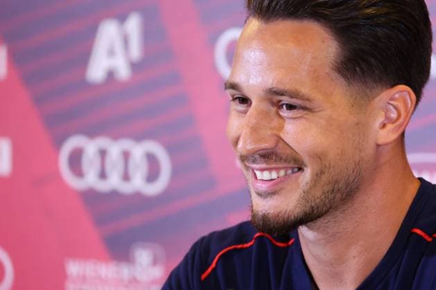 SOCCER - UEFA CL, RBS vs Enschede SALZBURG,AUSTRIA,05.AUG.24 - SOCCER - UEFA Champions League, qualification, Red Bull Salzburg vs FC Twente Enschede, preview, press conference, PK, Pressekonferenz RBS. Image shows Janis Blaswich (RBS).  GEPAxpictures xDavidxGeieregger