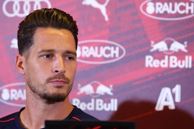 SOCCER - UEFA CL, RBS vs Enschede SALZBURG,AUSTRIA,05.AUG.24 - SOCCER - UEFA Champions League, qualification, Red Bull Salzburg vs FC Twente Enschede, preview, press conference, PK, Pressekonferenz RBS. Image shows Janis Blaswich (RBS).  GEPAxpictures xDavidxGeieregger