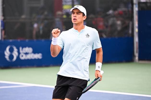 MONTREAL, QC - AUGUST 05: Mackenzie Mcdonald (USA) reacts after scoring a point during a qualifying round match at ATP, Tennis Herren National Bank Open on August 05, 2024 at IGA Stadium in Montreal, QC (Photo by David Kirouac Icon Sportswire) TENNIS: AUG 05 National Bank Open EDITORIAL USE ONLY Icon240805014