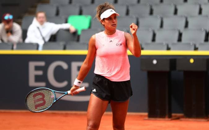 05.08.2024, xcex, GER, Hamburg, Rothenbaum, Central Court, Tennis, Damentennis, WTA, Tennis Damen 125, ECE Ladies Hamburg Open, Mayar Sherif (EGY) ballt die Faust, Jubel, Sieg