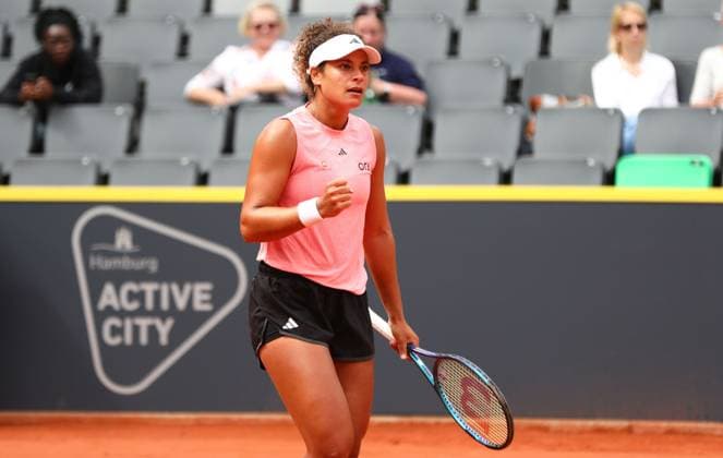 05.08.2024, xcex, GER, Hamburg, Rothenbaum, Central Court, Tennis, Damentennis, WTA, Tennis Damen 125, ECE Ladies Hamburg Open, Mayar Sherif (EGY) ballt die Faust, Jubel, Sieg