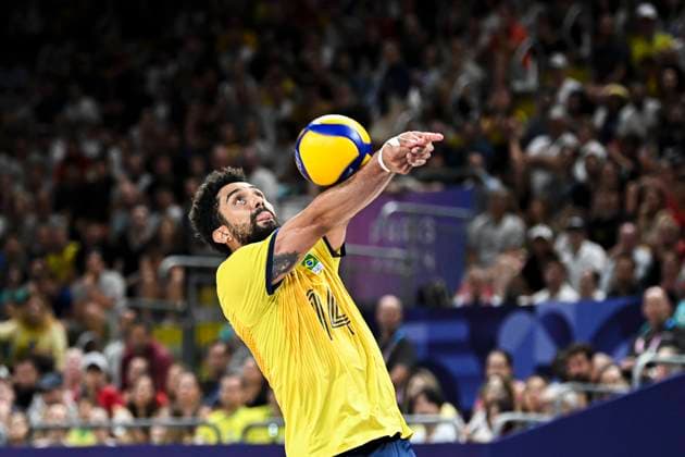Fernando of Brazil during the Men s Volleyball Quarter Final between USA and Brazil at the Paris Olympics 2024 at the South Paris Arena in Paris, France. (Richard Callis SPP) Copyright: xRichardxCallis SPPx spp-en-RiCa-RM4_richiecallis_05082024v-1915