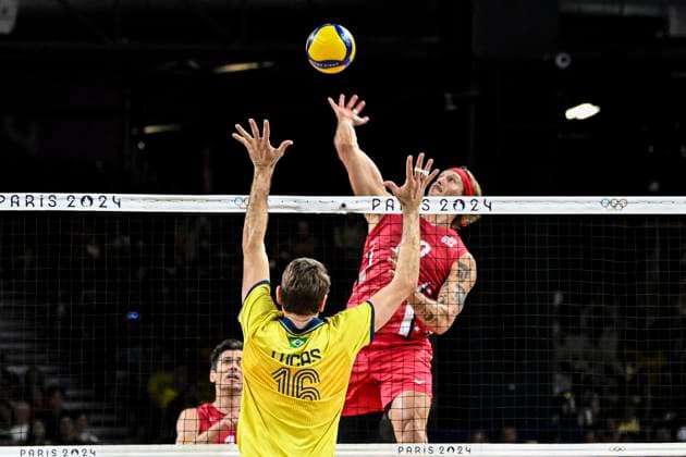 Taylor Averill of USA during the Men s Volleyball Quarter Final between USA and Brazil at the Paris Olympics 2024 at the South Paris Arena in Paris, France. (Richard Callis SPP) Copyright: xRichardxCallis SPPx spp-en-RiCa-RM4_richiecallis_05082024v-2637