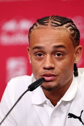 RB Leipzig - Sportliche Leitung Bundesliga Leipzig, 06.08.2024, RBL Fussball-Akademie, Fussball Bundesliga , RB Leipzig - Pressekonferenz , Im Bild: Xavi Simons (10, RB Leipzig) , Im Bild: