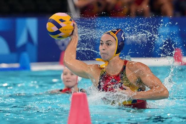 ORTIZ Bea from Spain during women& x2019;s waterpolo quarter final Spain-Canada at 2024 Olympics, Tuesday, August 6, 2024, in Paris, France.  Copyright: xGianxMattiaxD Alberto LaPressex
