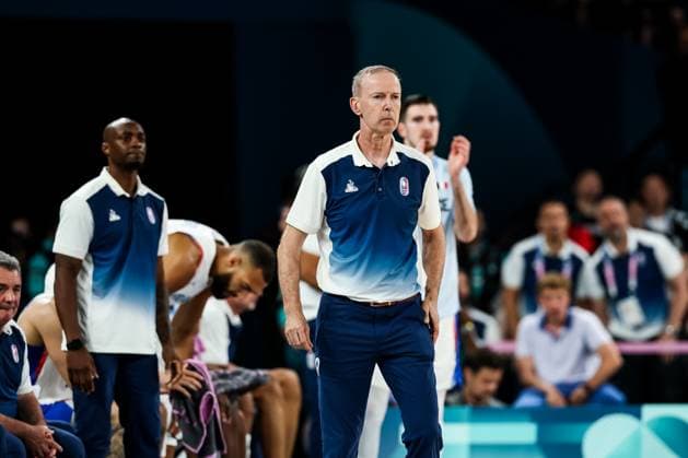 FRA, Paris, Olympischen Spiele Paris 2024, (06.08.2024, Basketball Herren Viertelfinale Frankreich - Kanada, Bercy Arena) Vincet Collet (Trainer Frankreich) Copyright: HMBxMedia SteffiexWunderl
