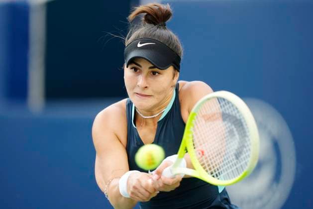 August 6, 2024, Toronto, On, Canada: Bianca Andreescu of Canada hits a return to Lesia Tsurenko of Ukraine at the National Bank Open in Toronto on Tuesday, August 6, 2024. Canada News - August 6, 2024  - ZUMAc35_ 20240806_zaf_c35_176 Copyright: xFrankxGunnx