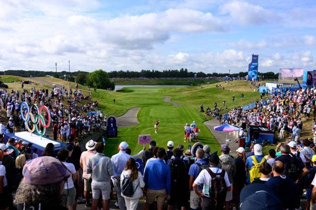 Sport Bilder des Tages 240807 General view of tee 1 at women s individual golf round 1 during day 12 of the Paris 2024 Olympic Games, Olympische Spiele, Olympia, OS on August 7, 2024 in Paris. Photo: Ludvig Thunman BILDBYRAN kod LT LT0662 golf olympic games olympics os ol olympiska spel olympiske leker paris 2024 paris-os paris-ol 12 bbeng Copyright: LUDVIGxTHUNMAN BB240807LT002
