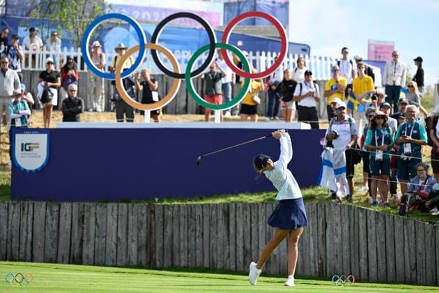 PARIS, FRANKRIKE 20240807 Sveriges Linn Grant under damernas golftävling pa Le Golf National under sommar-OS i Paris. PARIS FRANKRIKE OS x10050x