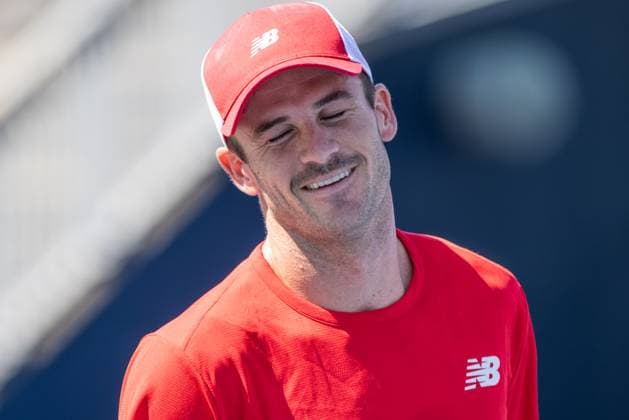 August 7, 2024, Montreal, Quebec, Canada: TOMMY PAUL from USA eyes closed mad about himself in first set against Luciano Darderi from Italia in first round of Canadian Open at IGA Stadium in Montreal, Quebec, Canada Montreal Canada - ZUMAl189 20240807_zsp_l189_005 Copyright: xYannickxLegarex