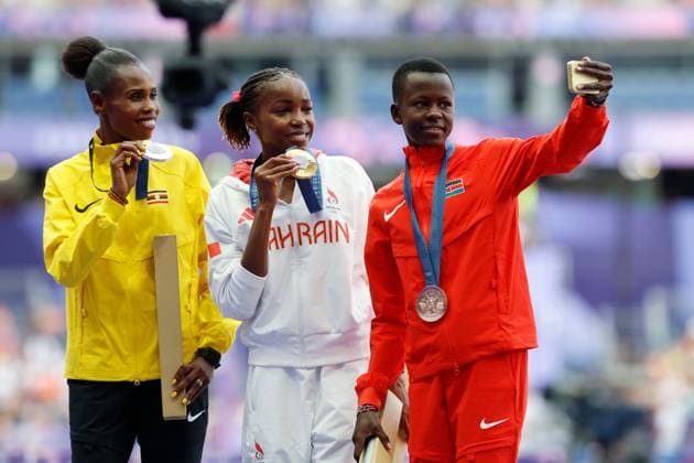 Sport Bilder des Tages Peruth Chemutai (Uganda) wins Silver, Winfred Yavi (Bahrain) wins Gold, Faith Cherotich (Kenya) wins Bronze - Women s 3000m Paris 2024 Olympic Games, Olympische Spiele, Olympia, OS Day Twelve, Paris, France - 07 Aug 2024  Copyright: xManuelxReino Shutterstockx 14622968de