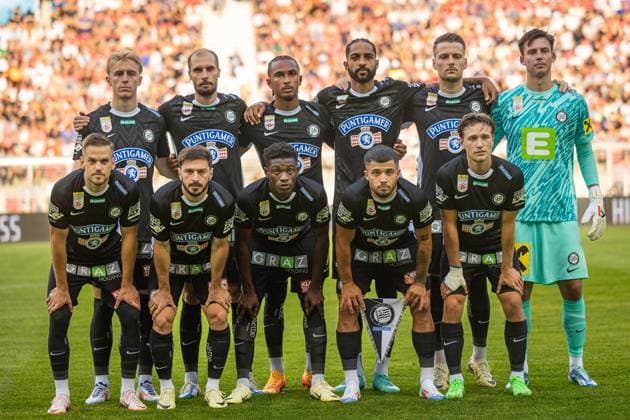 SOCCER - Sturm vs PSG, test match KLAGENFURT,AUSTRIA,07.AUG.24 - SOCCER - ADMIRAL Bundesliga, Ligue 1, SK Sturm Graz vs Paris Saint-Germain, test match. Image shows SK Sturm Graz. Keywords: teamphoto.  GEPAxpictures xMatthiasxTrinkl
