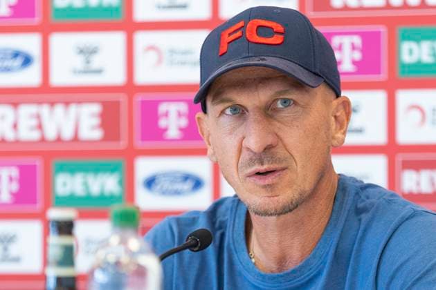 1. FC Köln, Pressekonferenz; 08.08.2024 Gerhard Struber (1. FC Köln, Trainer) bei der Pressekonferenz des 1. FC Köln vor dem Spiel gegen die SV Elversberg, am 08.08.2024, Geissbockheim, Köln DFL regulations prohibit any use of photographs as image sequences and or quasi-video