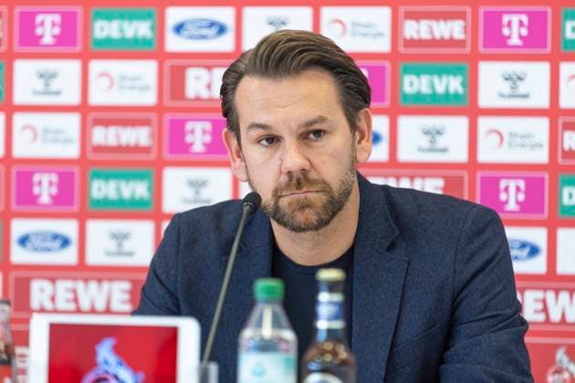 1. FC Köln, Pressekonferenz; 08.08.2024 Thomas Kessler (Leiter Lizenzfußball) bei der Pressekonferenz des 1. FC Köln vor dem Spiel gegen die SV Elversberg, am 08.08.2024, Geissbockheim, Köln DFL regulations prohibit any use of photographs as image sequences and or quasi-video