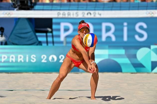 Olympische Spiele Beach volleyball, Beachvolleyball ; Paris 08.08.2024 Halbfinale, Frauen, SUI_CAN, Tanja Hueberli, SUI Copyright: xBEAUTIFULxSPORTS TomxBlochx