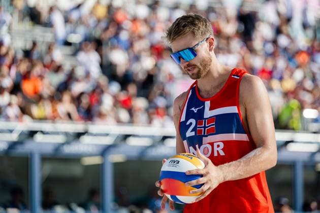 240808 Christian Sorum of Norway in a men s Beach volleyball, Beachvolleyball semifinal match between Germany and Norway during day 13 of the Paris 2024 Olympics on August 8, 2024 in Paris. Photo: Jon Olav Nesvold BILDBYRAN COP 217 JE0103 beachvolleyboll beach volleyball sandvolleyball paris 2024 olympics day 13 germany - norway bbeng Copyright: JONxOLAVxNESVOLD BB240808JE050